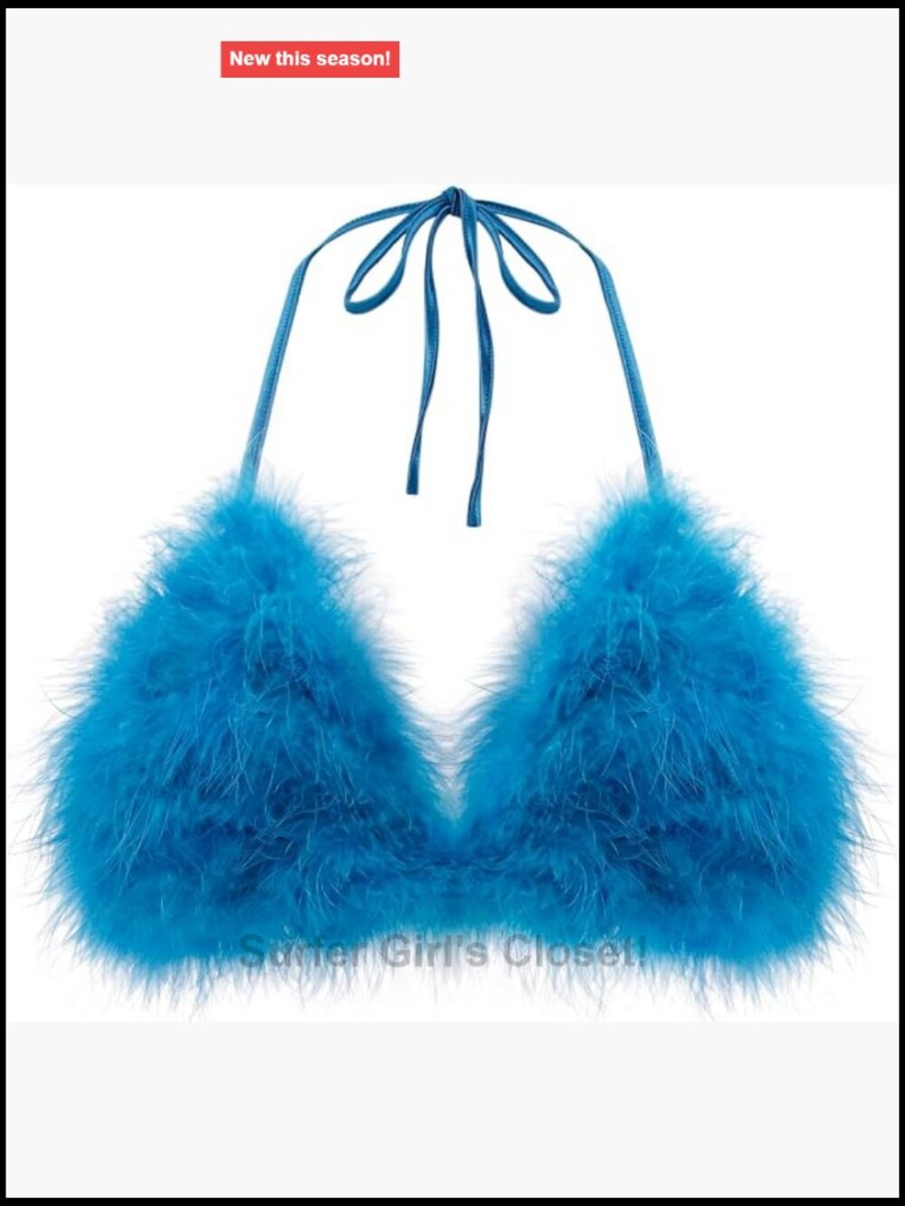 Faux Fur Crop Top spaghetti strap tube tops Strappy Cami for Concert Club Party